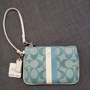 Coach Blue and White Wristlet
